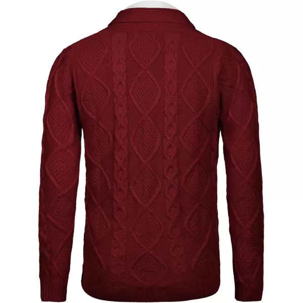 COOFANDY Mens Shawl Collar Cardigan Sweater Slim Fit Button Down Cable Knitted Sweater with Pockets