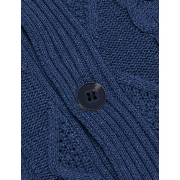 COOFANDY Mens Shawl Collar Cardigan Sweater Slim Fit Button Down Cable Knitted Sweater with Pockets