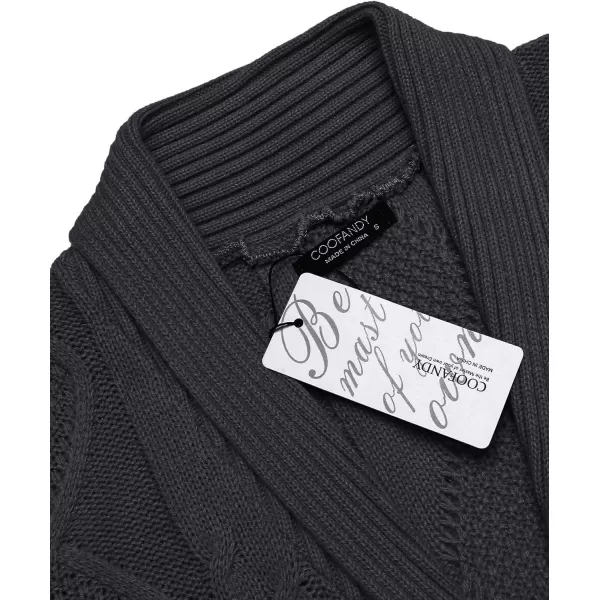COOFANDY Mens Shawl Collar Cardigan Sweater Slim Fit Button Down Cable Knitted Sweater with Pockets