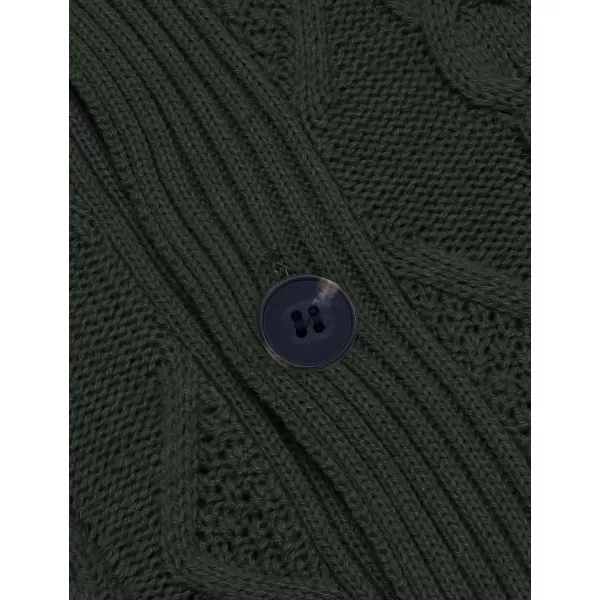 COOFANDY Mens Shawl Collar Cardigan Sweater Slim Fit Button Down Cable Knitted Sweater with Pockets