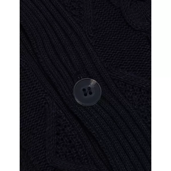 COOFANDY Mens Shawl Collar Cardigan Sweater Slim Fit Button Down Cable Knitted Sweater with Pockets