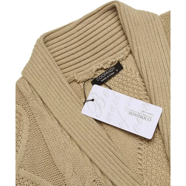 COOFANDY Mens Shawl Collar Cardigan Sweater Slim Fit Button Down Cable Knitted Sweater with Pockets