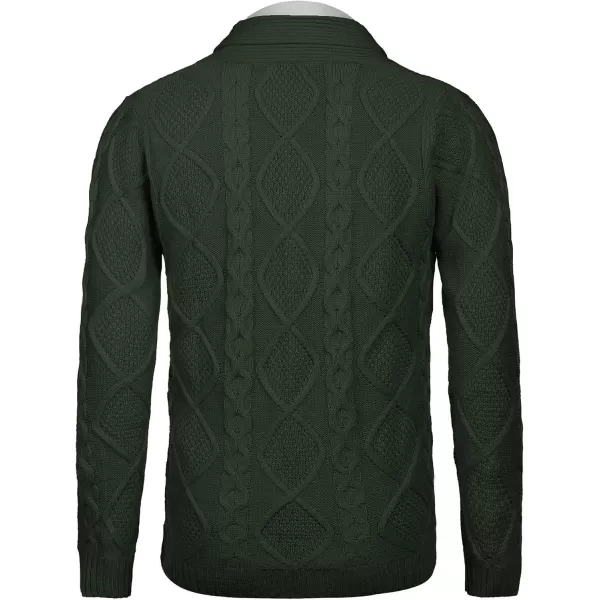 COOFANDY Mens Shawl Collar Cardigan Sweater Slim Fit Button Down Cable Knitted Sweater with Pockets