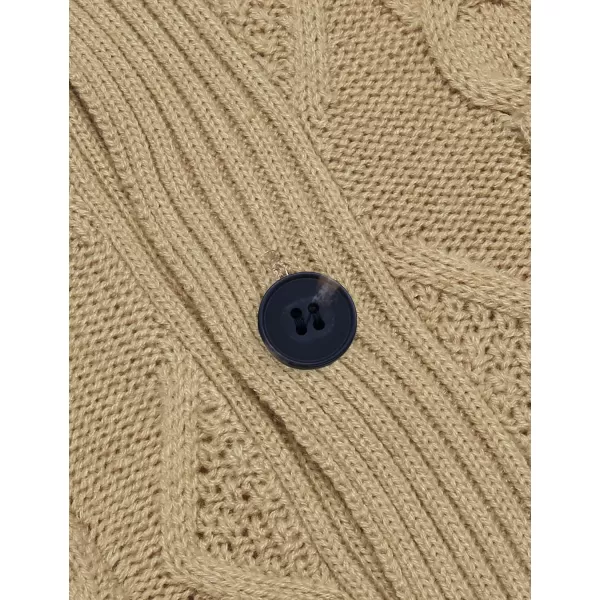 COOFANDY Mens Shawl Collar Cardigan Sweater Slim Fit Button Down Cable Knitted Sweater with Pockets