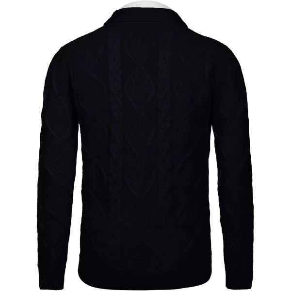 COOFANDY Mens Shawl Collar Cardigan Sweater Slim Fit Button Down Cable Knitted Sweater with Pockets