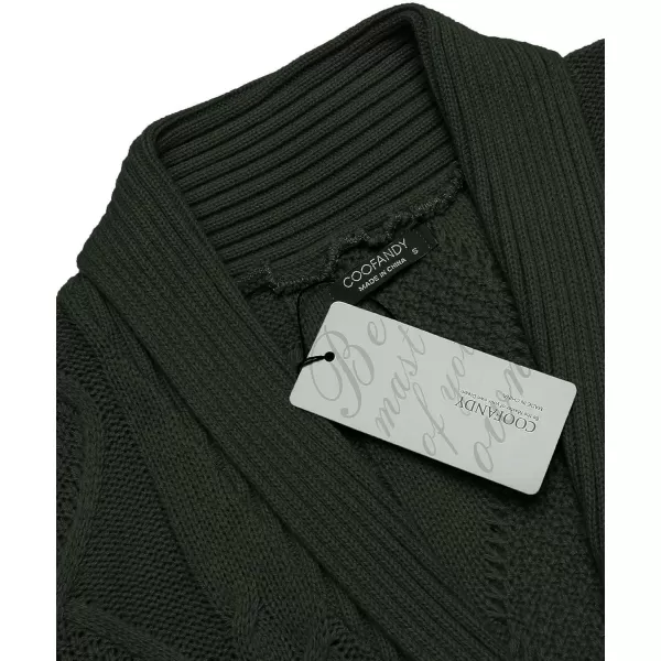COOFANDY Mens Shawl Collar Cardigan Sweater Slim Fit Button Down Cable Knitted Sweater with Pockets