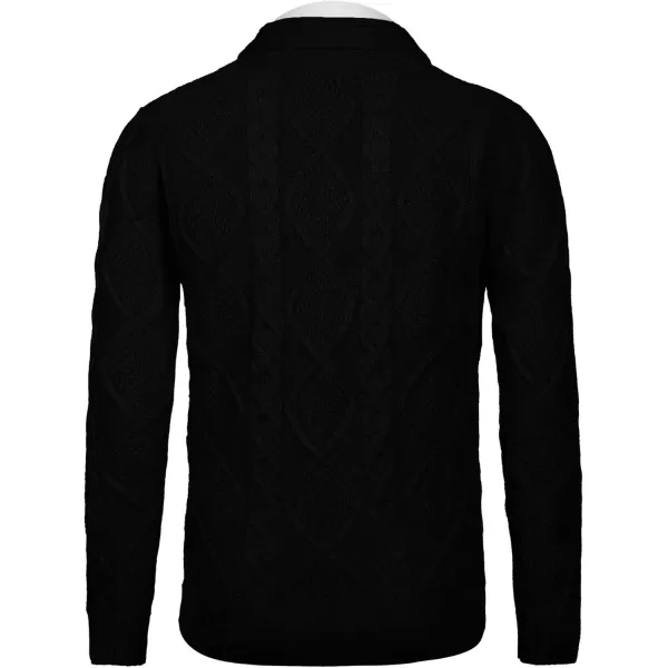 COOFANDY Mens Shawl Collar Cardigan Sweater Slim Fit Button Down Cable Knitted Sweater with Pockets