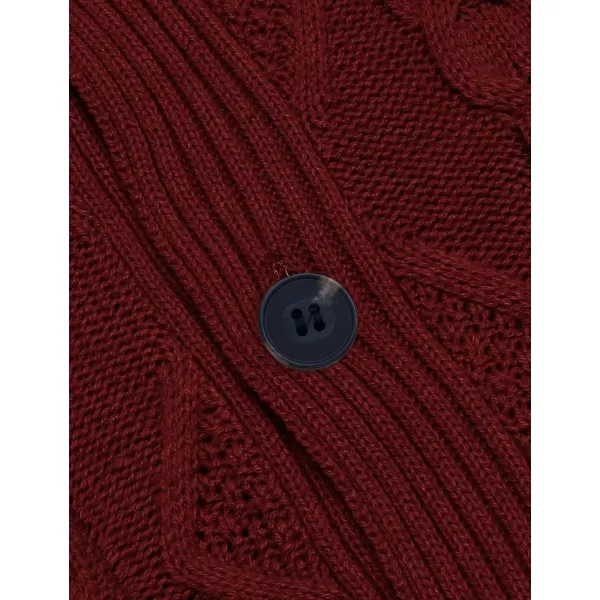 COOFANDY Mens Shawl Collar Cardigan Sweater Slim Fit Button Down Cable Knitted Sweater with Pockets