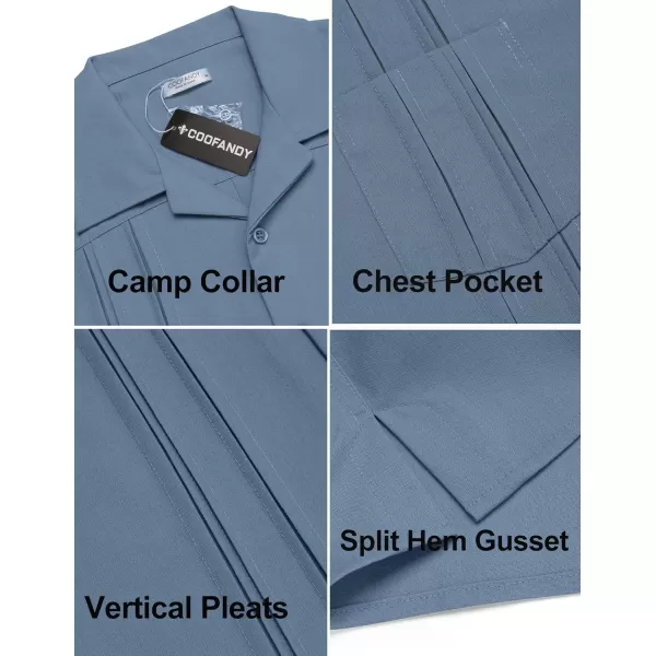 COOFANDY Men's Short Sleeve Cuban Guayabera Shirt Relaxed Fit Cotton Linen Shirt Casual Summer Beach Button Down Shirts