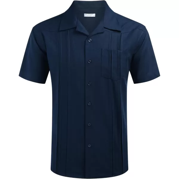 COOFANDY Men's Short Sleeve Cuban Guayabera Shirt Relaxed Fit Cotton Linen Shirt Casual Summer Beach Button Down Shirts