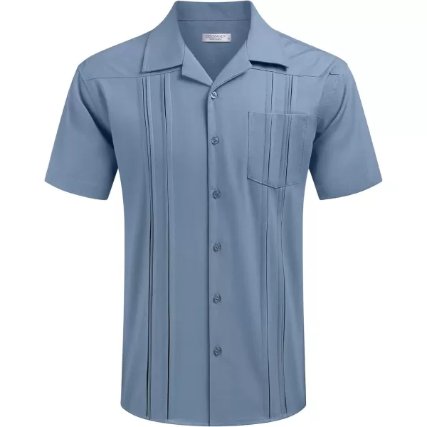 COOFANDY Men's Short Sleeve Cuban Guayabera Shirt Relaxed Fit Cotton Linen Shirt Casual Summer Beach Button Down Shirts