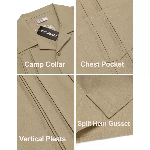 COOFANDY Men's Short Sleeve Cuban Guayabera Shirt Relaxed Fit Cotton Linen Shirt Casual Summer Beach Button Down Shirts