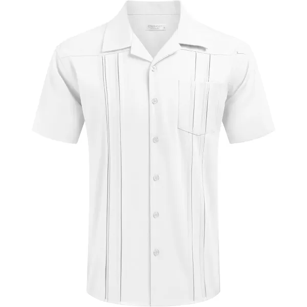 COOFANDY Men's Short Sleeve Cuban Guayabera Shirt Relaxed Fit Cotton Linen Shirt Casual Summer Beach Button Down Shirts