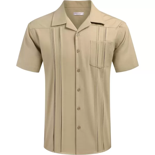 COOFANDY Men's Short Sleeve Cuban Guayabera Shirt Relaxed Fit Cotton Linen Shirt Casual Summer Beach Button Down Shirts