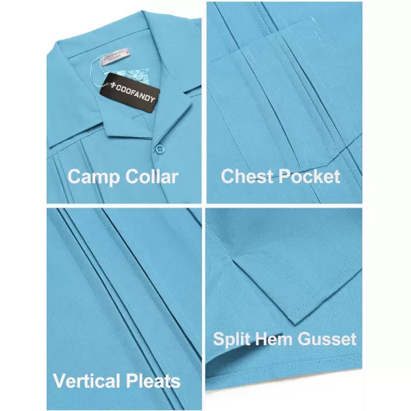 COOFANDY Men's Short Sleeve Cuban Guayabera Shirt Relaxed Fit Cotton Linen Shirt Casual Summer Beach Button Down Shirts