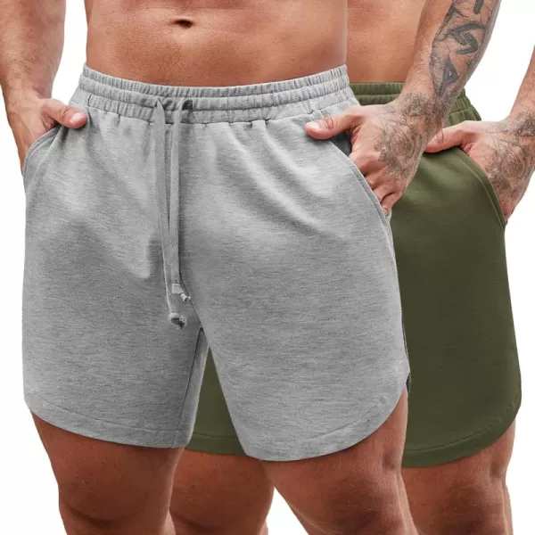 COOFANDY Mens 2 Pack Gym Workout Shorts Muscle Fit Lightweight Training Pants Bodybuilding Sports Jogger with Pockets