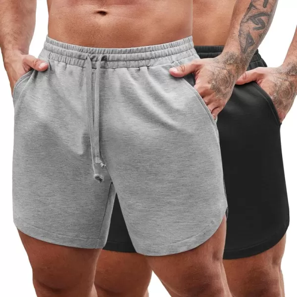 COOFANDY Mens 2 Pack Gym Workout Shorts Muscle Fit Lightweight Training Pants Bodybuilding Sports Jogger with Pockets