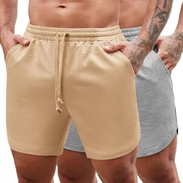 COOFANDY Mens 2 Pack Gym Workout Shorts Muscle Fit Lightweight Training Pants Bodybuilding Sports Jogger with Pockets