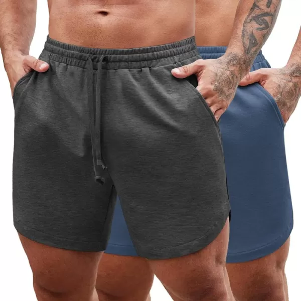 COOFANDY Mens 2 Pack Gym Workout Shorts Muscle Fit Lightweight Training Pants Bodybuilding Sports Jogger with Pockets