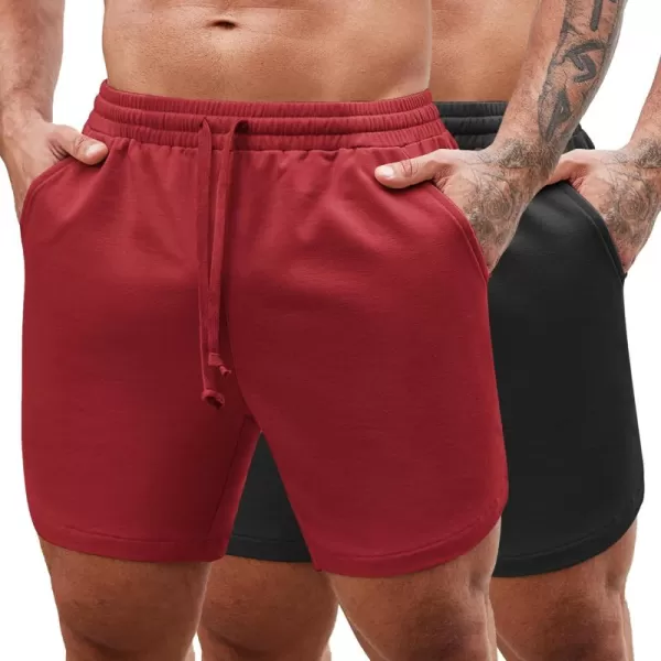 COOFANDY Mens 2 Pack Gym Workout Shorts Muscle Fit Lightweight Training Pants Bodybuilding Sports Jogger with Pockets