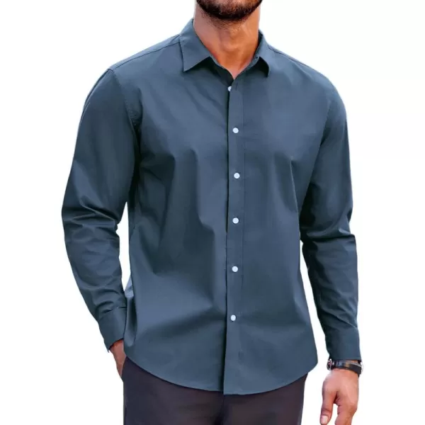 COOFANDY Mens Casual Button Down Shirts Long Sleeve Untucked Shirts for Men Stretch Dress Shirt