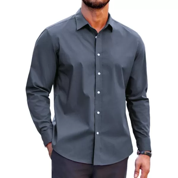 COOFANDY Mens Casual Button Down Shirts Long Sleeve Untucked Shirts for Men Stretch Dress Shirt