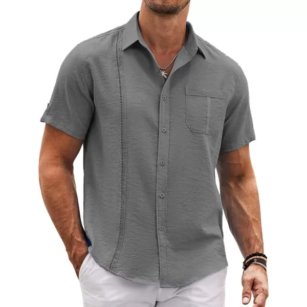 COOFANDY Mens Cuban Guayabera Shirt Short Sleeve Casual Button Down Summer Beach Shirts