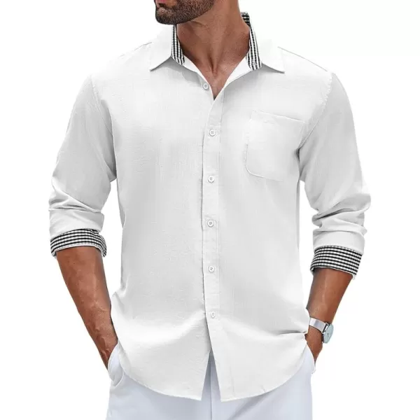 COOFANDY Men's Linen Button Down Shirt Long Sleeve Casual Beach Shirts with Pocket