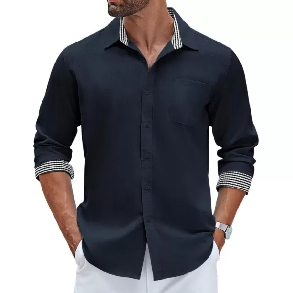 COOFANDY Men's Linen Button Down Shirt Long Sleeve Casual Beach Shirts with Pocket