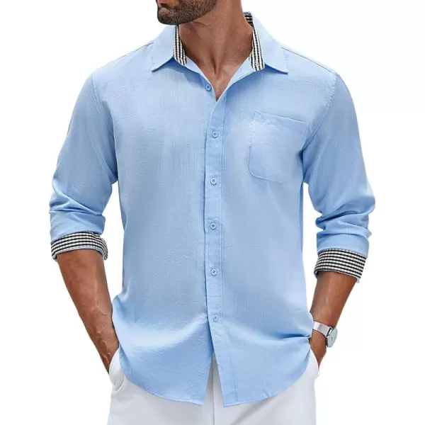 COOFANDY Men's Linen Button Down Shirt Long Sleeve Casual Beach Shirts with Pocket