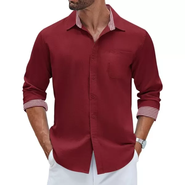 COOFANDY Men's Linen Button Down Shirt Long Sleeve Casual Beach Shirts with Pocket