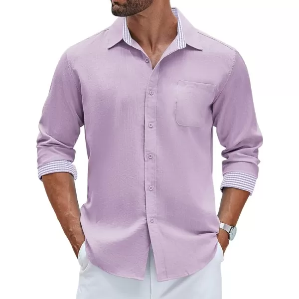 COOFANDY Men's Linen Button Down Shirt Long Sleeve Casual Beach Shirts with Pocket