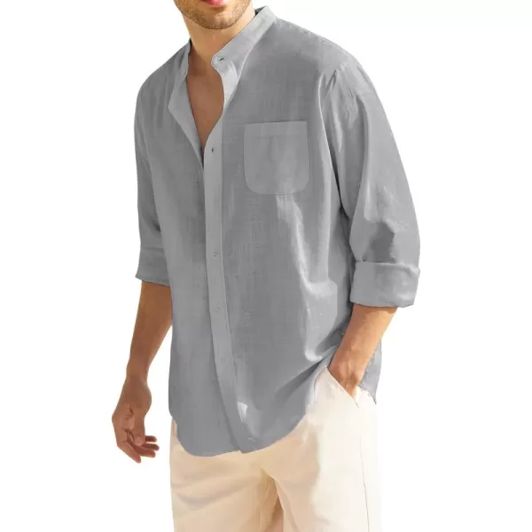 COOFANDY Men's Long Sleeve Cotton Linen Shirt Beach Button Down Shirts Casual Button Up Shirt Summer Yoga Tops with Pocket