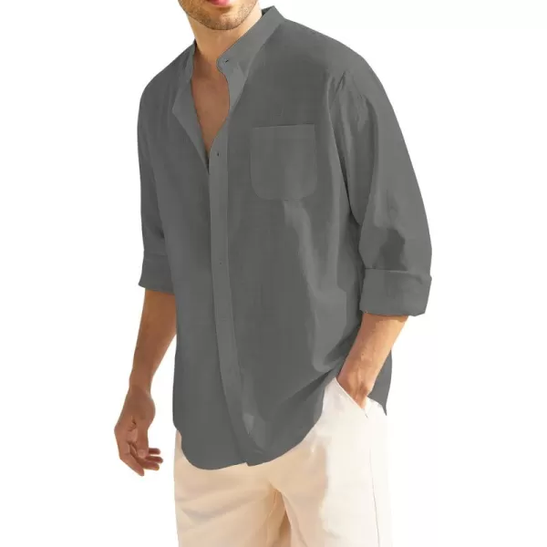 COOFANDY Men's Long Sleeve Cotton Linen Shirt Beach Button Down Shirts Casual Button Up Shirt Summer Yoga Tops with Pocket