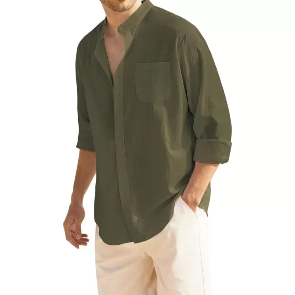 COOFANDY Men's Long Sleeve Cotton Linen Shirt Beach Button Down Shirts Casual Button Up Shirt Summer Yoga Tops with Pocket