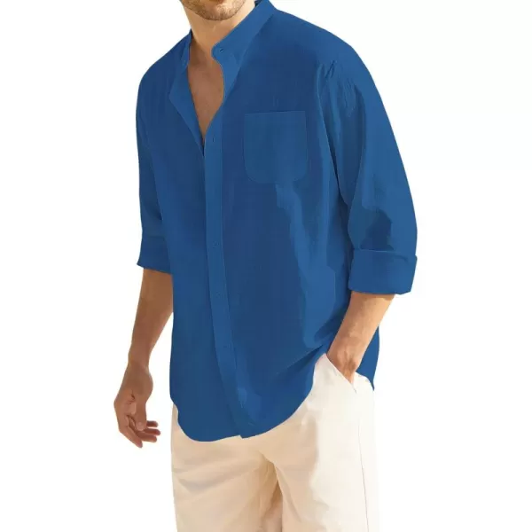 COOFANDY Men's Long Sleeve Cotton Linen Shirt Beach Button Down Shirts Casual Button Up Shirt Summer Yoga Tops with Pocket