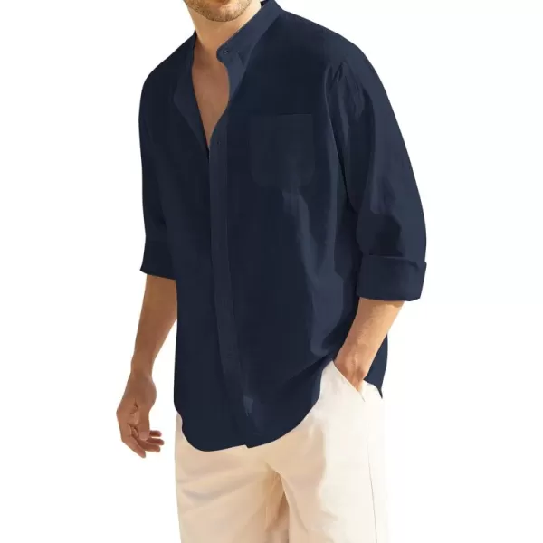 COOFANDY Men's Long Sleeve Cotton Linen Shirt Beach Button Down Shirts Casual Button Up Shirt Summer Yoga Tops with Pocket