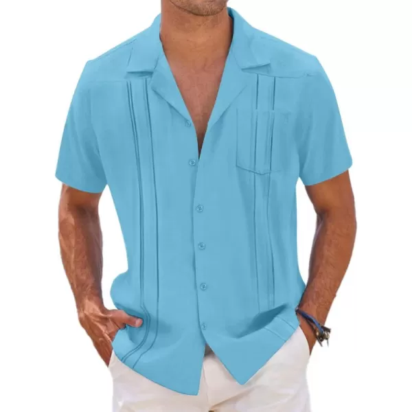 COOFANDY Men's Short Sleeve Cuban Guayabera Shirt Relaxed Fit Cotton Linen Shirt Casual Summer Beach Button Down Shirts