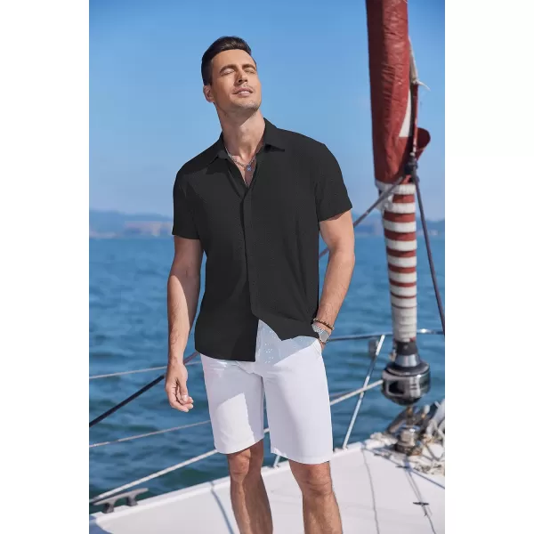 COOFANDY Mens Button Down Beach Shirt Short Sleeve Casual Vacation Shirts Summer Tropical Shirts Tops