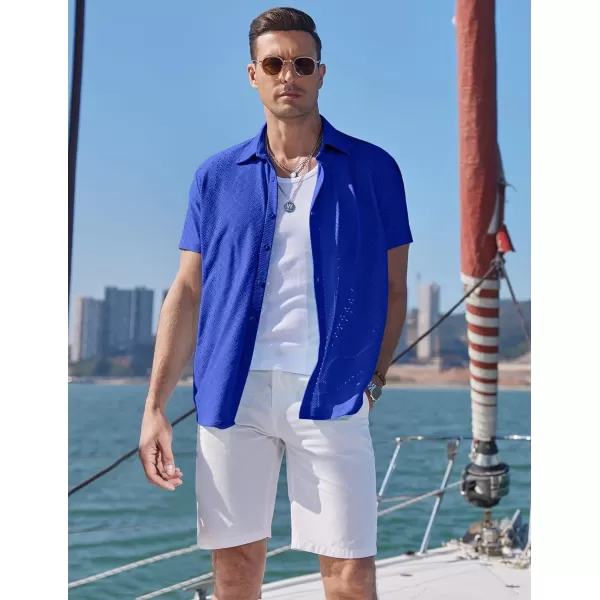 COOFANDY Mens Button Down Beach Shirt Short Sleeve Casual Vacation Shirts Summer Tropical Shirts Tops