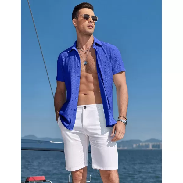 COOFANDY Mens Button Down Beach Shirt Short Sleeve Casual Vacation Shirts Summer Tropical Shirts Tops