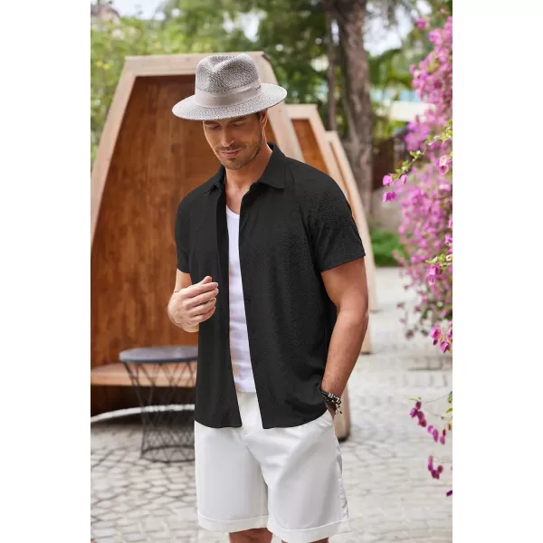 COOFANDY Mens Button Down Beach Shirt Short Sleeve Casual Vacation Shirts Summer Tropical Shirts Tops