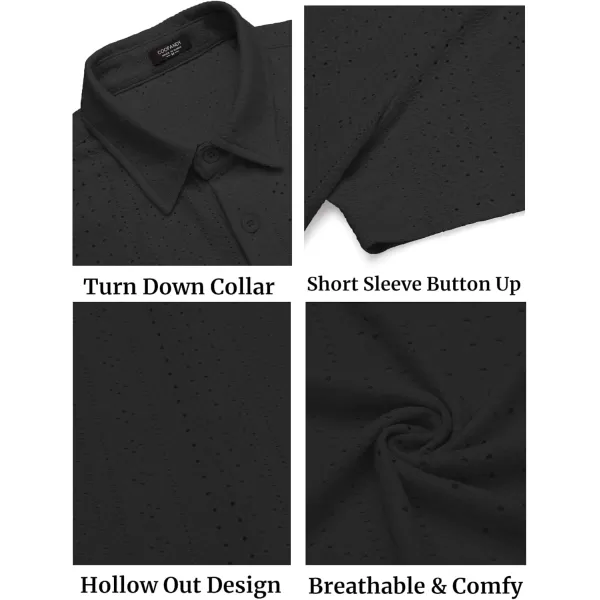 COOFANDY Mens Button Down Beach Shirt Short Sleeve Casual Vacation Shirts Summer Tropical Shirts Tops