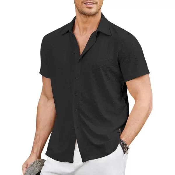COOFANDY Mens Button Down Beach Shirt Short Sleeve Casual Vacation Shirts Summer Tropical Shirts Tops
