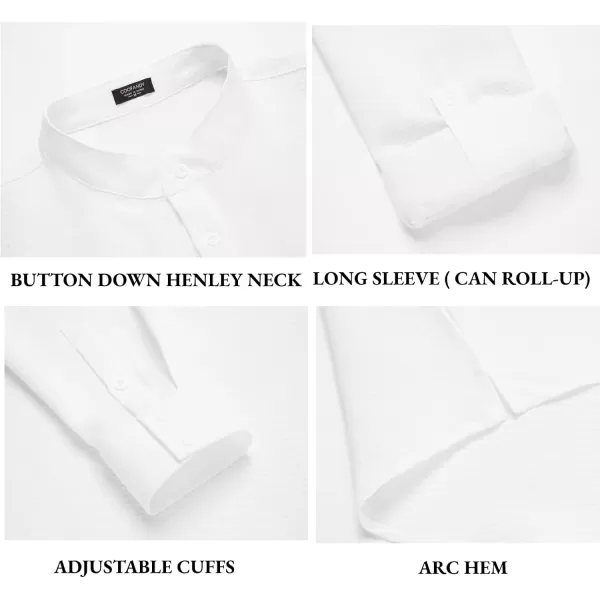 COOFANDY Men's Casual Henley Shirts Band Collar Long Sleeve Beach Hippie T Shirts Fashion Striped Shirts