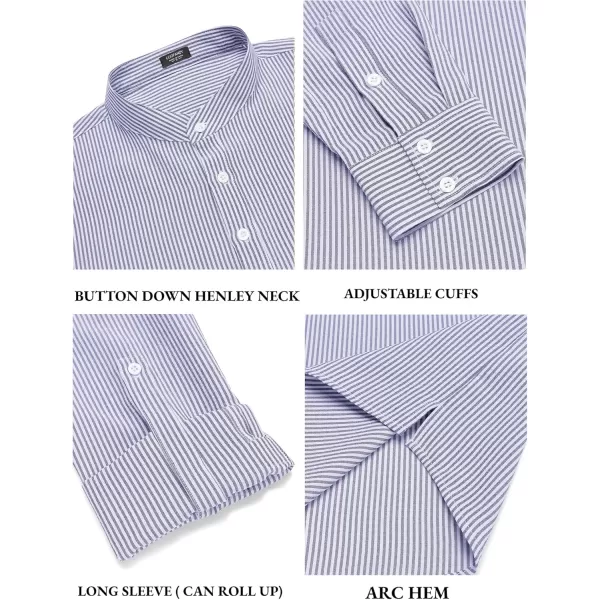 COOFANDY Men's Casual Henley Shirts Band Collar Long Sleeve Beach Hippie T Shirts Fashion Striped Shirts