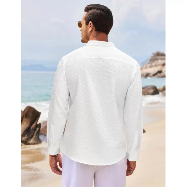 COOFANDY Men's Casual Henley Shirts Band Collar Long Sleeve Beach Hippie T Shirts Fashion Striped Shirts