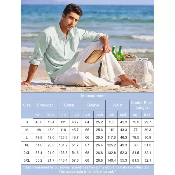 COOFANDY Men's Casual Henley Shirts Band Collar Long Sleeve Beach Hippie T Shirts Fashion Striped Shirts