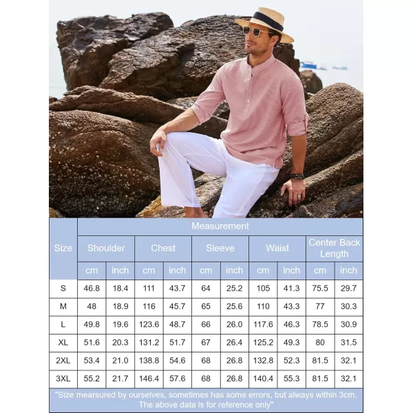 COOFANDY Men's Casual Henley Shirts Band Collar Long Sleeve Beach Hippie T Shirts Fashion Striped Shirts