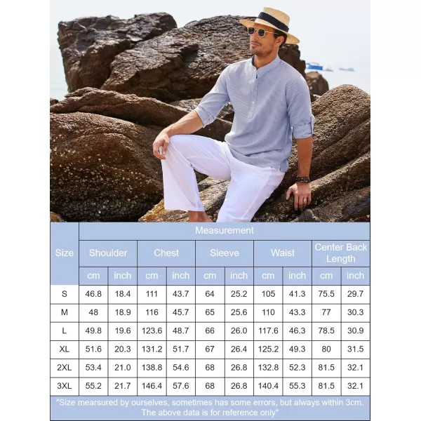 COOFANDY Men's Casual Henley Shirts Band Collar Long Sleeve Beach Hippie T Shirts Fashion Striped Shirts